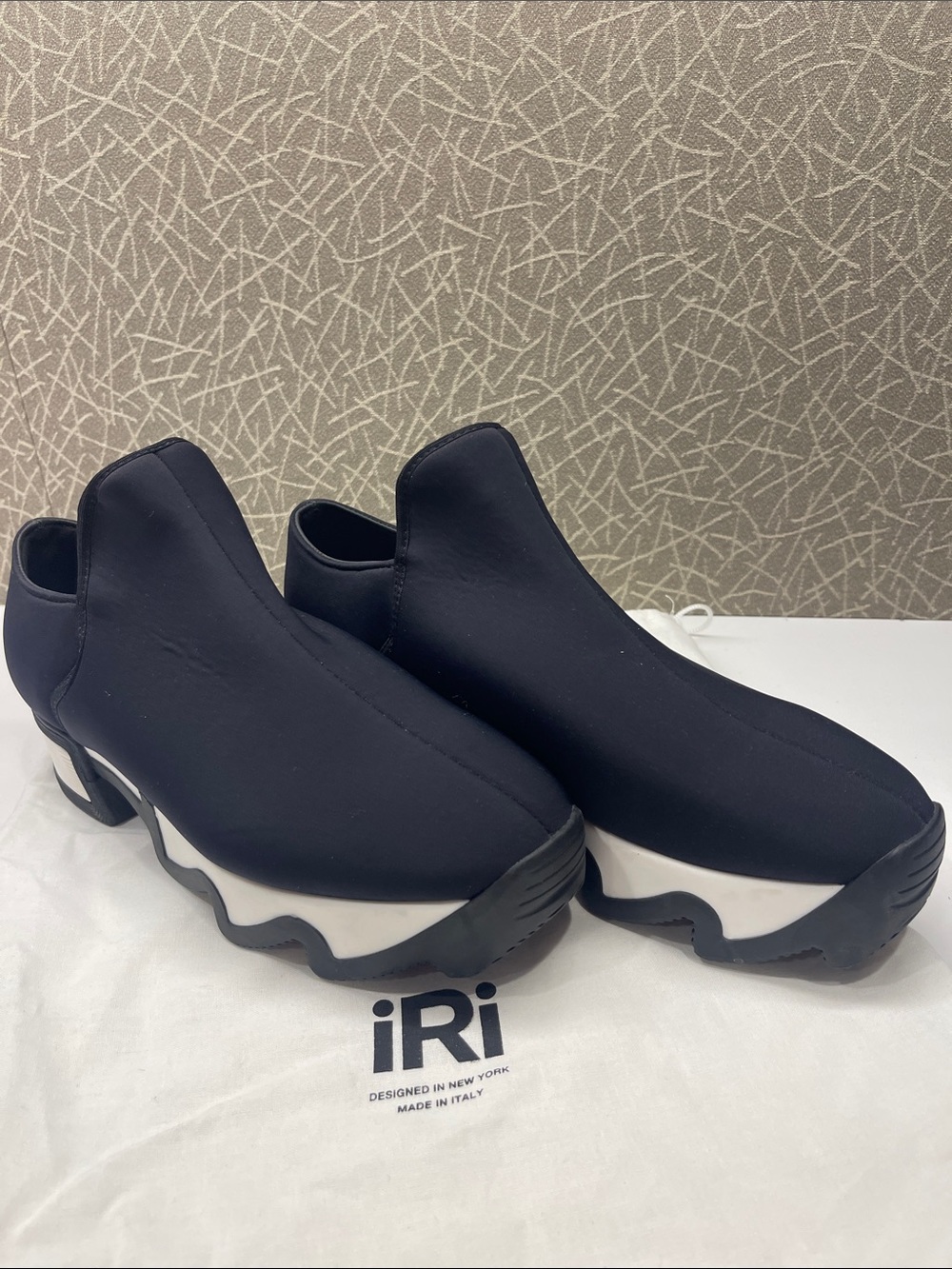 iRi Black Slip-On Platform Sock Sneakers